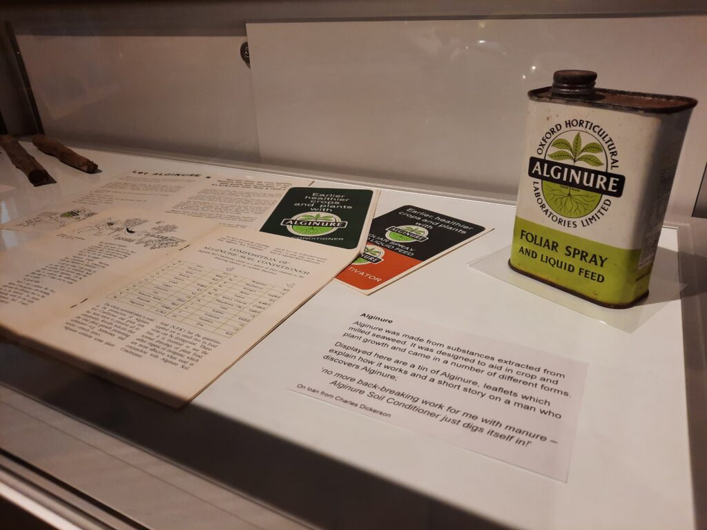 A tin of Alginure and associated marketing material on display in the AMHT25 exhibition