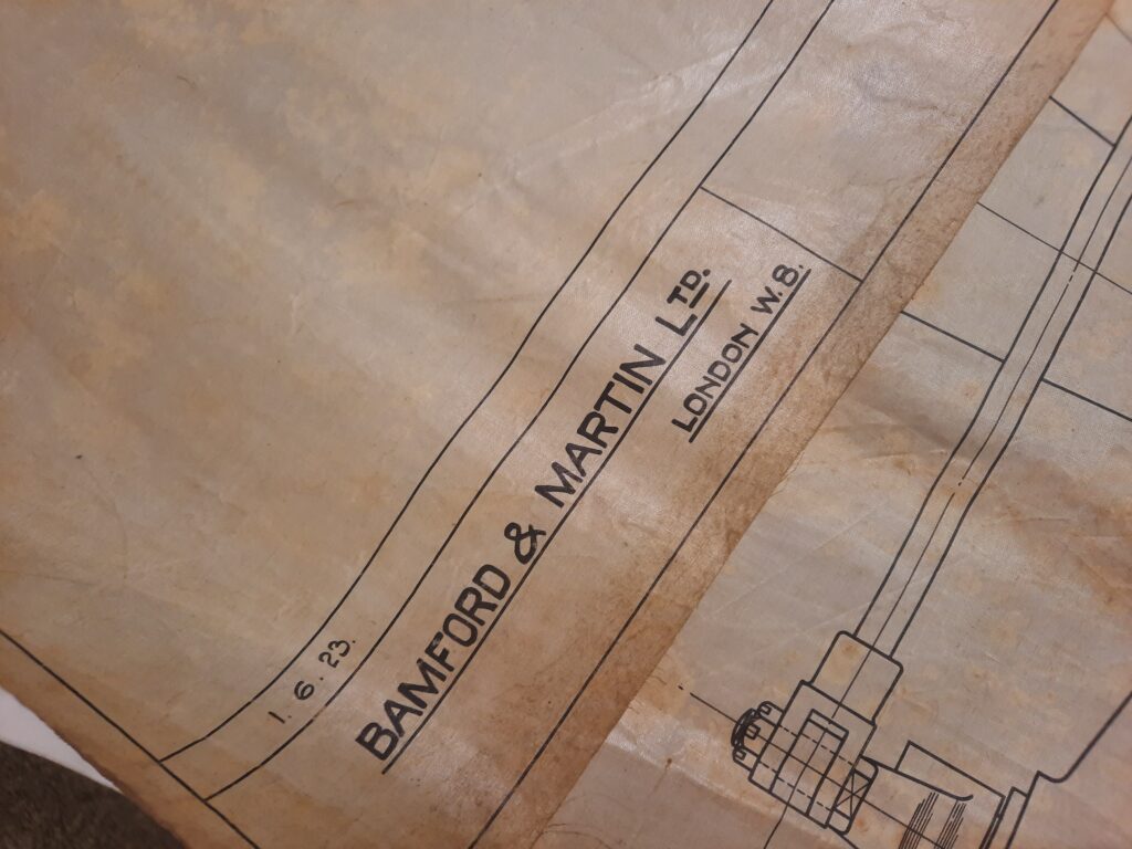 Zoomed in image of an engineering drawing showing 'Bamford & Martin Ltd'