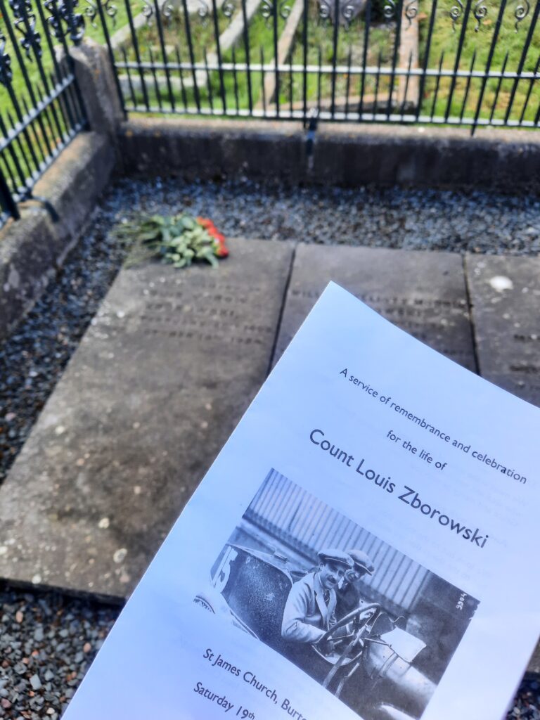 Order of Service for Louis Zborowski with his grave in the background