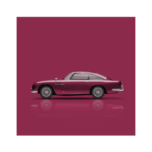 DB5 Greetings Card  - Rosso car on coloured background